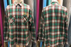 SUGAR CANEツイルチェックワークシャツ 東洋エンタープライズ社別注 ネルシャツ グリーン