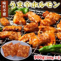 うま辛ホルモン ホルモン 900g 送料無料 味付けホルモン 焼肉 牛シマチョウ 牛肉 国産加工 焼肉 BBQ ギフト　年末年始　お歳暮 父の日