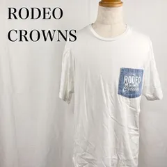 RODEOCROWNS　ロデオクラウンズ　F　白　ホワイト　カジュアル　胸ポケット　クルーネック　ロゴプリント　ビッグロゴ半袖Tシャツ 2395