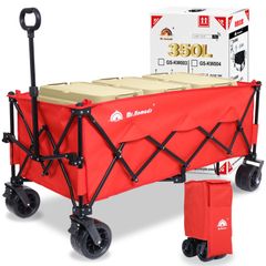 【MR. NOMADS】 ラグビー日本代表採用メーカー キャリーワゴン 350L 耐荷重220kg 大型タイヤ 自立収納 コンパクト ワンタッチ収束式 折り畳み アウトドアワゴン キャリーカート キャンプカート 建築現場用カート 4輪 キャンプ（KW003）