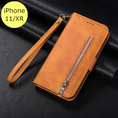 iPhoneケース ジッパー付き手帳型 iPhone 11 XR ブラウン T3 スマホ アイフォン ケース