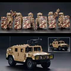 【ハマー 車】＋ 【デザートウルフ ミニフィグ 6体セット】 SWAT 特殊部隊 レゴ 互換 武器 銃 防具 付 人 人形 警察 ブロック