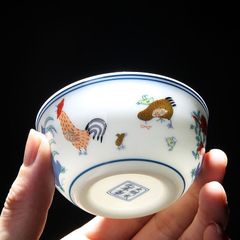 中国骨董　官、大明成化年製斗彩鶏缸杯　景徳鎮製チキンカップ　37億ドル