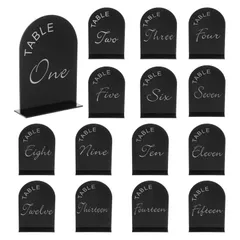 uxcell アーチアクリルサイン スタンド付き アクリル アーチテーブルナンバーホルダー ウェディングパーティー テーブルセンターピースの装飾用 黒色 12.7 x 17.8 cm ナンバー1-15 15個