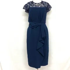 LAGUNAMOON LADYラッフルリボンタイトドレス ひざ丈 ワンピース 結婚式 セミフォーマル S ネイビー