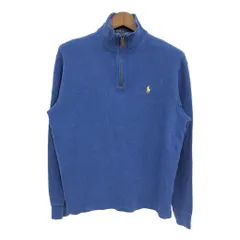Polo by Ralph Lauren ポロ ラルフローレン ハーフジップ コットンセーター ブルー (メンズ M) 中古 古着 S1394