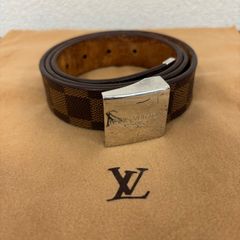 LOUIS VUITTON ダミエ ベルト シルバーバックル 80/32 本革 - メルカリ