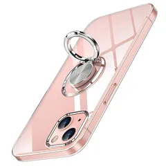 OURJOY iPhone15 適用 ケース リング付き クリア アイフォン15 スマホケース 透明 TPU 耐衝撃 ストラップホール付き 一体型スタンド機能 車載ホルダー対応 アイホン15 携帯ケース カバー・クリア 0