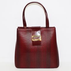 美品 HAMANO 濱野 ボルドー がま口 ハンドバッグ - メルカリ