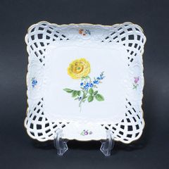meissen マイセン イエローローズ 黄薔薇 プレート 透かし - メルカリ