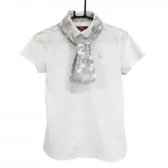 キャロウェイ レッドレーベル 半袖ポロシャツ 白 ロゴラインストーン 一部柄 りぼん付 レディース M ゴルフウェア Callaway