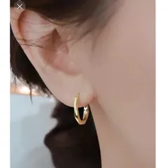 S925 ウェーブフープピアス 1ペアゴールドカラーレディース 小ぶり 上品