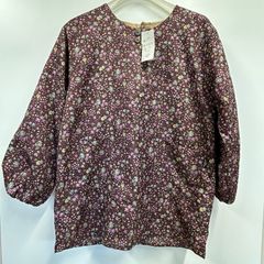 【新品未使用】あったか割烹着　エプロン　花柄　M～Lサイズ　パープル系