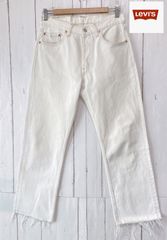 USA製　リーバイス　Levi's 　501 ホワイト　デニムパンツ　ボタンフライ　切りっぱなし　W30