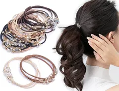 【在庫処分】ヘアゴム 大人 おしゃれ 9点 セット 髪ゴム 黒 パーツ べっ甲風 かわいい ヘアアクセサリー レディース 髪留め 髪飾り シュシュ シンプル ゴールド (9点セット)