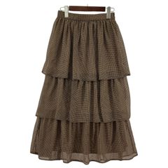 ROPE PICNIC ロペピクニック 千鳥柄　ティアードロングスカート size38/ブラウン系 レディース