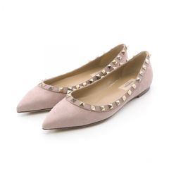 ヴァレンティノ・ガラヴァーニ Valentino Garavani その他靴 ロックスタッズ ダスティピンク スウェード フラットシューズ レディース 未