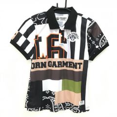 HORN GARMENT バンダナ柄 モックネック 半袖シャツ ブラック ゴルフ