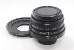 Fujian CCTV 25mm F1.8 BK ブラック SONY ソニー αEマウント Cマウント マニュアルレンズ マウントアダプター