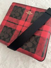 COACH　コーチ　ショルダ―バック　F80057　シグネチャー　チェック柄　赤チェック