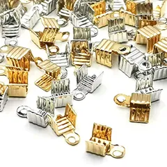 【BEAUTY PLAYER】カシメ 紐留め 約200個 ゴールド シルバー 各100個 アクセサリーパーツ ネックレス ブレスレット アンクレット 金具 エンドパーツ カツラ ヒモ留め金具 エンド金具 副資材 手芸材料 手作り雑貨 素材 部品 (ボーター 4