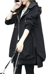 FAAMEE(フェイミー) マウンテンパーカー レディース ライト アウター ジャケット 春服 長袖 フード付き( ブラック,  L)