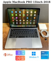 「美品新品バッテリー」Apple MacBook PRO Retina 13inch 2018/CPUi5 2.3GHZ/16GB/SSD1TB/Windows11/office2024/CJ410