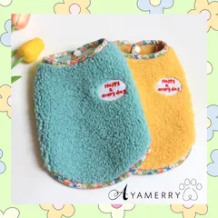 花柄バイヤスお腹ボタンベスト　犬服　防寒着　ペット服