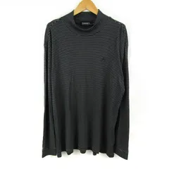 ルコックスポルティフ 長袖Ｔシャツ トップス ハイネック ボーダー柄 スポーツウエア 大きいサイズ メンズ LLサイズ グレー×黒 le coq sportif 【中古】