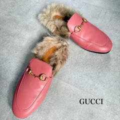 美品 GUCCI グッチ プリンスタウン ホースビットローファー サンダル ファー スリッポン ピンク ゴールド金具 レザー 35 22cm M7