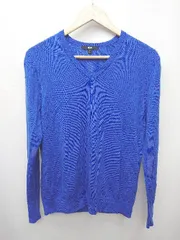 ◇ UNIQLO ユニクロ 長袖 エクストラファインメリノVネックセーター サイズL ブルー レディース P  【1405230005808】
