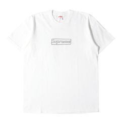 【美品】Supreme シュプリーム Tシャツ サイズ:M / 21SS KAWS チョークボックスロゴ クルーネック Tシャツ (Chalk Box Logo Tee) / ホワイト 白 / トップス カットソー 半袖【メンズ】【中古】