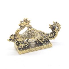 鳳凰 置物 4cm ミニチュア 金属製 横長型 台座付き
