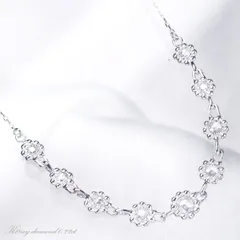 ダイヤモンド ネックレス 18金 K18 ホワイトゴールド ローズカットダイヤ フラワーモチーフ　ダイヤモンドネックレス レディース 日本製 刻印入り【アクセサリーマート/メルカリShops店】