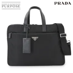 新品同様 プラダ PRADA ブリーフケース 2way ビジネス ショルダー バッグ ナイロン サフィアーノレザー ブラック 2VE407 90287217