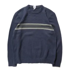 00's オールドネイビー チェスト ボーダー アクリル ウール ニットセーター (L) 紺系×緑 ライン入 00年代 旧タグ ギャップ OLD NAVY GAP　アメリカ古着 USED  ビンテージ ヴィンテージ