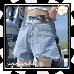 ダメージ加工 デニムショートパンツ 韓国風 ホットパンツ レディース ハイウエスト ショーパン ヴィンテージ風 デニム短パン カットオフ ボトムス ミニ丈 夏 着やせ ジーンズ 美脚 裾フリンジ デニム お洒落 ストリート服