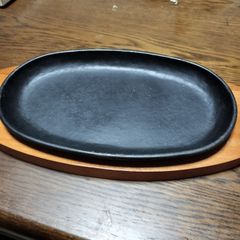 トキワ鉄器 ステーキ皿 鉄製オーバル型 グリルパン 2個セット！木台込 