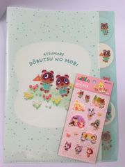 ★2点セット★あつまれどうぶつの森　ダイカットクリアファイル5P＆プチシール（ステッカー）　あつ森・任天堂・サンスター文具