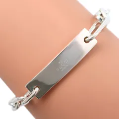 【GUCCI】グッチ ロゴプレート シルバー925 ユニセックス 19.8g ブレスレット