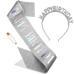 【特価商品】LIKENNY 誕生日 王冠 たすき ブローチ バースデー ケーキ 飾り キラキラ 王冠 パーティーグッズ 記念日 お祝い小道具 子供 女の子 女性 カチューシャ