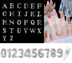 A-Z 数字0-9 アルファベット アルファベット 小さい キラキラ 数字 イニシャル 36点セット ネイルパーツ Chisafly