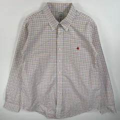 古着 ブルックスブラザーズ Brooks Brothers 長袖シャツ ボタンダウンシャツ ワンポイント ロゴ 刺繍 大きいサイズ XL  ホワイト系 マルチカラー メンズ