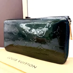 ルイ・ヴィトン M93722 ヴェルニ ジッピーウォレット ブルーニュイ ラウンドジップ 長財布 ロングウォレット 深緑　ダークグリーン