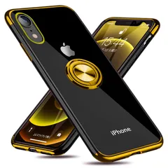 【数量限定】金 アイフォンケース 全面保護カバー 変形防止 一体型 軽量 W-YX-7-03 薄型 防塵 落下防止 車載ホルダー対応 TPU 透明 スタンド機能 耐衝撃 クリア リング付き ケース XR iPhone