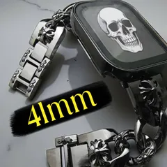 41mm 黒×黒　アップルウォッチ　カバー　画面保護付き　ケース　チェーンベルト　バンド　セット