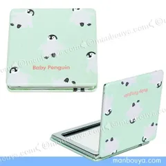 ペンギン グッズ コンパクトミラー 四角 拡大鏡 ワールド商事 携帯用ミラー ベビーペンギン 水族館グッズ