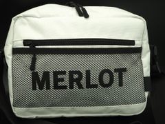 merlot メルロー ロゴ メッシュポケット ショルダー バッグ 白ｘ黒 ■■ レディース