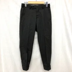 グリーンレーベルリラクシング ダブル仕上げ センタープレス テーパード スラックス アジャスター仕様 ウールポリエステル XS チャコールグレー