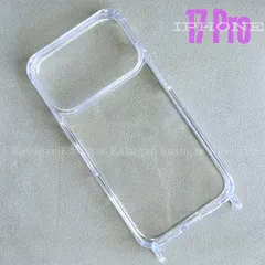 ストラップ用 iPhone17Pro ストラップホール付き クリア スマホ ケース 取り外し可能 落下防止 ショルダー クロスボディ iPhone 透明 スマホ ケース スマホケース KASUGAR No.110